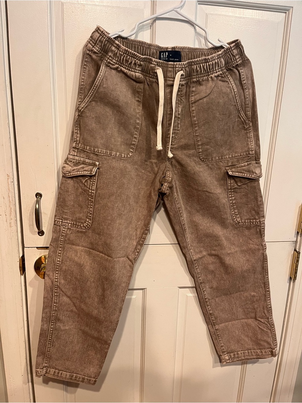 GAP Women's Washed Taupe Cargo Joggers with Drawstring